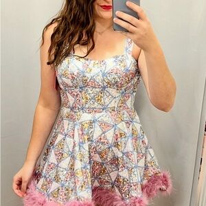 Buddy Love Ballerina Bustier Multicolor Mini Dress with Pink Trim